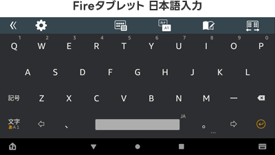 「日本語入力」の時のFireタブレットのキーボードの見た目